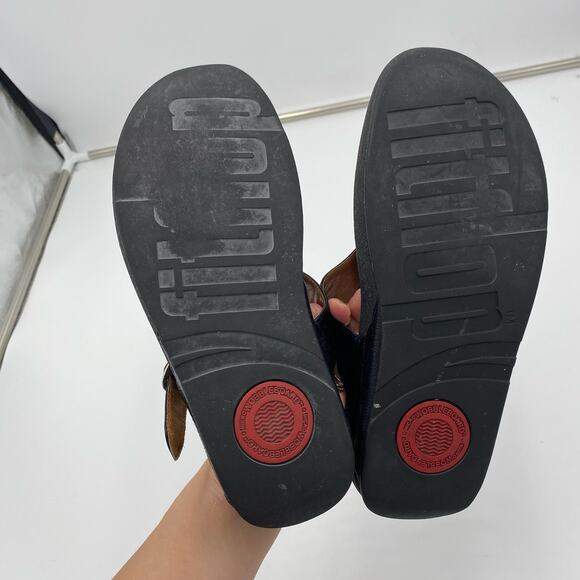 FitFlop Women's Black Leather Slip-On Flip-Flop Sandals Size 8 #350-001 - Picture 10 of 10